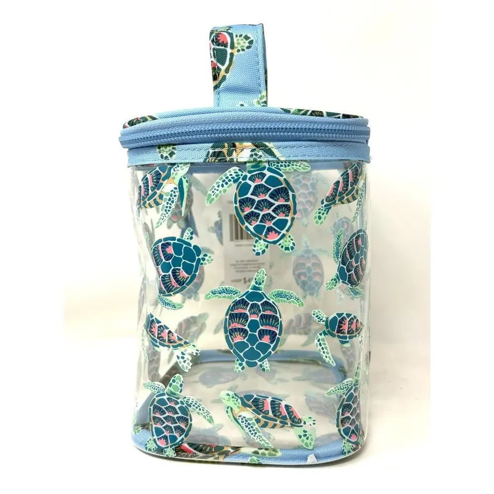 Vera Bradley Turtles Coral Clear Lotion Cosmetic Bag Shampoo See Through NWT